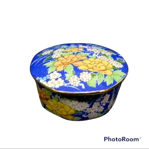 Vintage Trinket Box 1980 Takahashi Fine China ECHO Blue Floral Pattern Japan - Picture 4 of 6